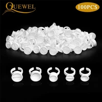 quewel 100pcs disposable eyelashes glue rings tattoo pigment adhesive palette holder container eyelash extension tool wholesale