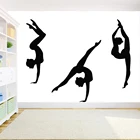 Гимнастика Наклейка на стену спортзала Decor 3 девушки спорт художественная гимнастика настенные наклейки виниловые наклейки для девочек Спальня Декор обои X930