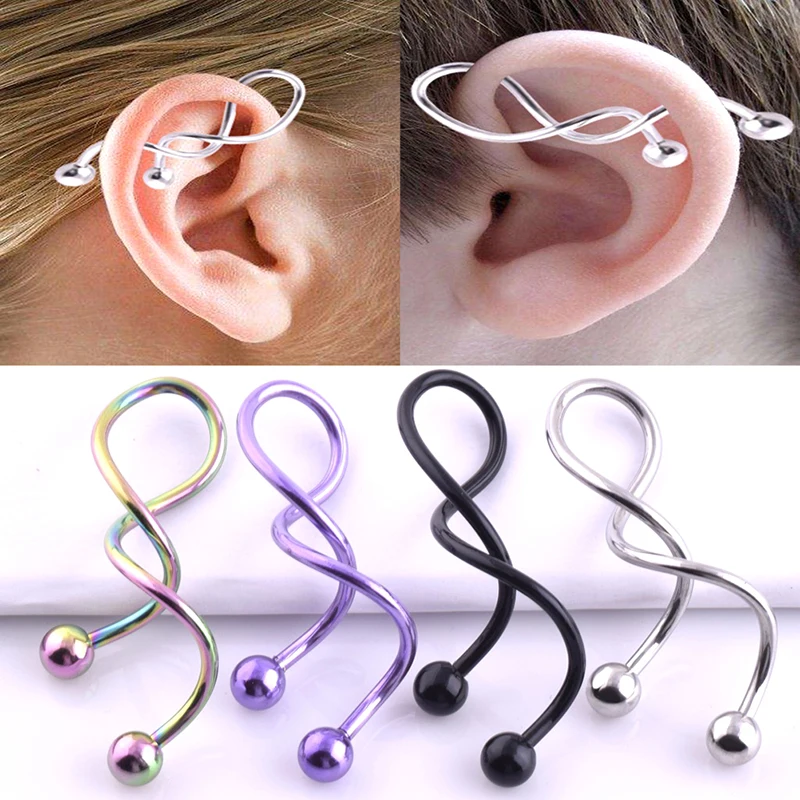 Калибр 16 г шариковая сталь анодированная S двойная спираль Твистер серьги штанги