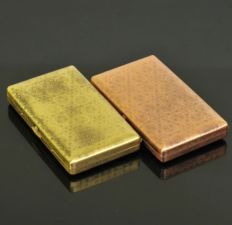 Новинка 1 шт. медный чехол для сигарет тонкие 100 'сигареты 20 металлическая