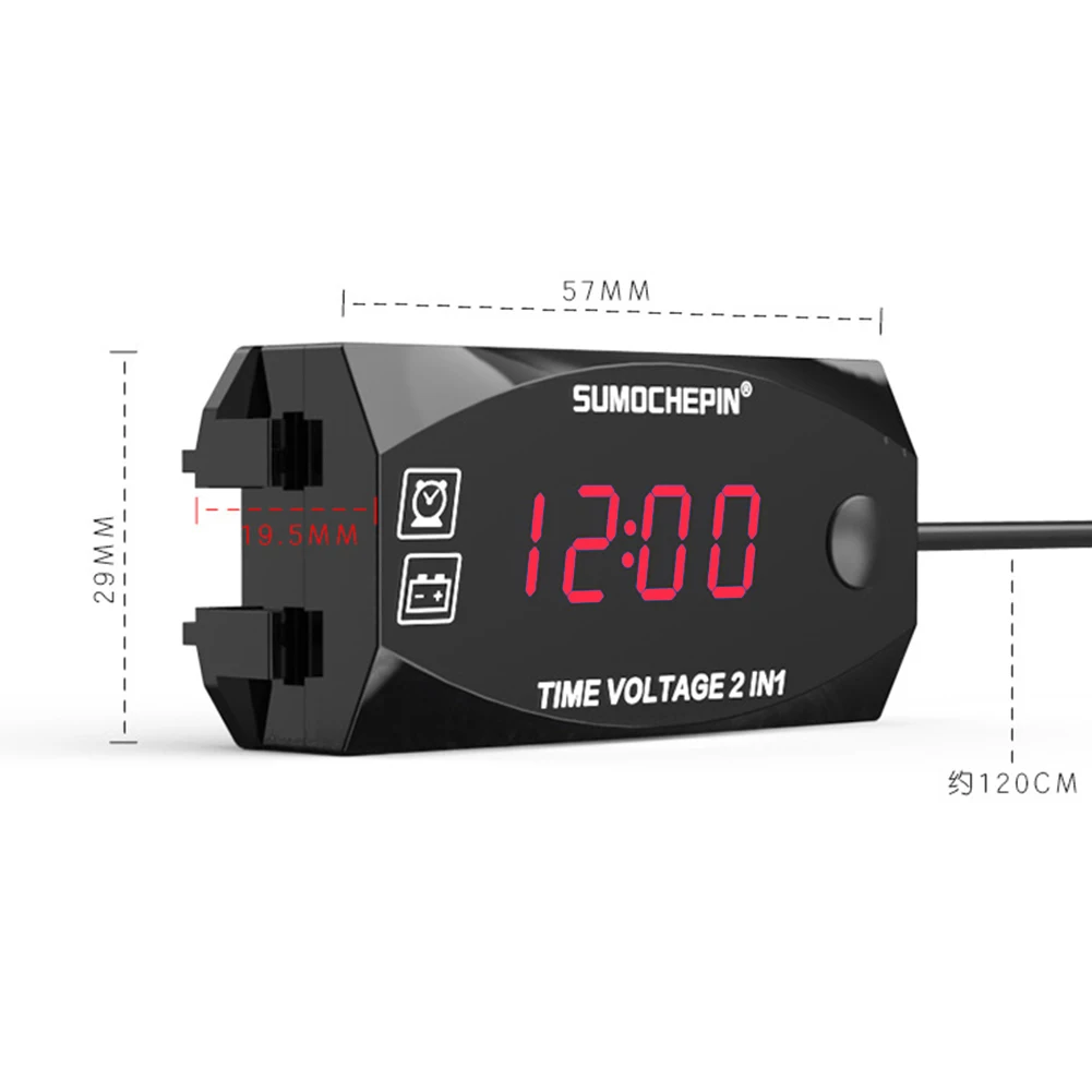 12V 3 in 1 Digital LED Display Meters Voltmeter Clock Thermometer Indicator Gauge Panel Meter For Car Motorcycle | Спорт и