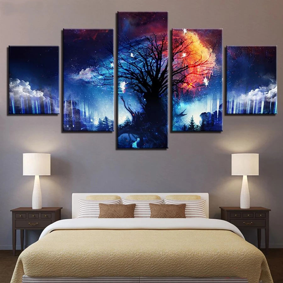 

5 Pieces diy diamond painting Magic tree landscape diamond embroidery cross stitch mosaic Pictures Modular Office Wall Art