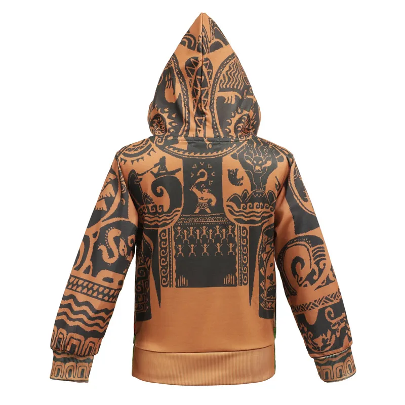 Куртка Моана Мауи из фильма Приключения океана Пальто с принтом героев Океании и