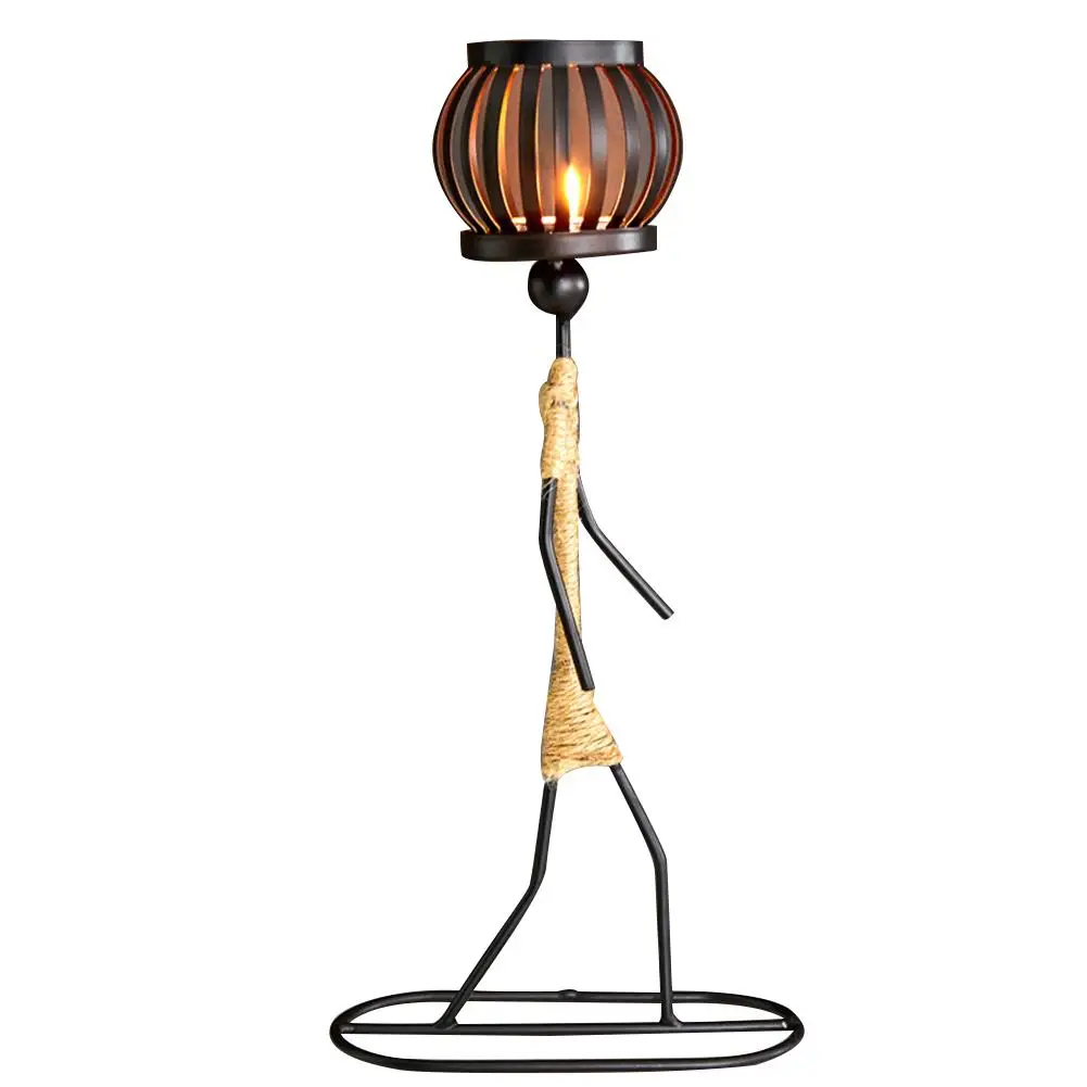 

Nordic Candlestick Abstract Iron Men Candle Holder Home Bar Restaurant Decor Christmas Kitchen Gold Candle Stick Holder