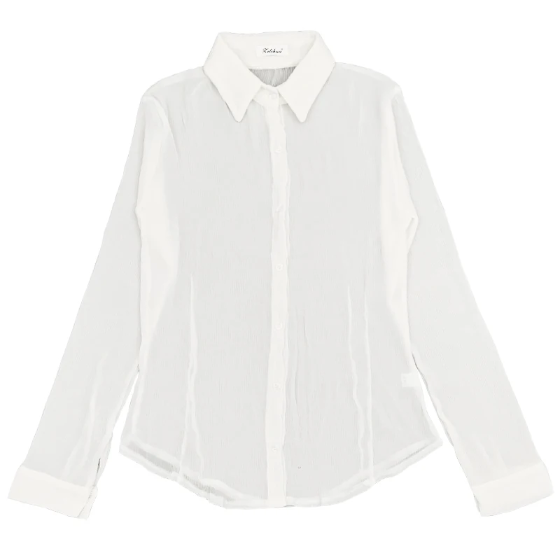 

New Thin White Shirt Chiffon Blouse Summer Spring femme Casual Tops Women Long sleeve Girls Blouse Plus Size Women Blouses femme