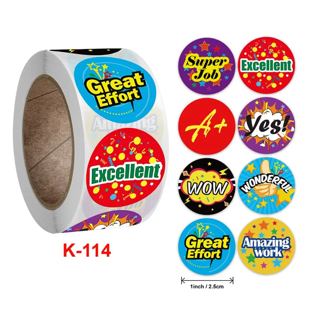 

Children's Toy Reward Incentive Roll Cartoon Print Sticker Office Stationery Label Copper Plate Self-Adhesive Round Stickers
