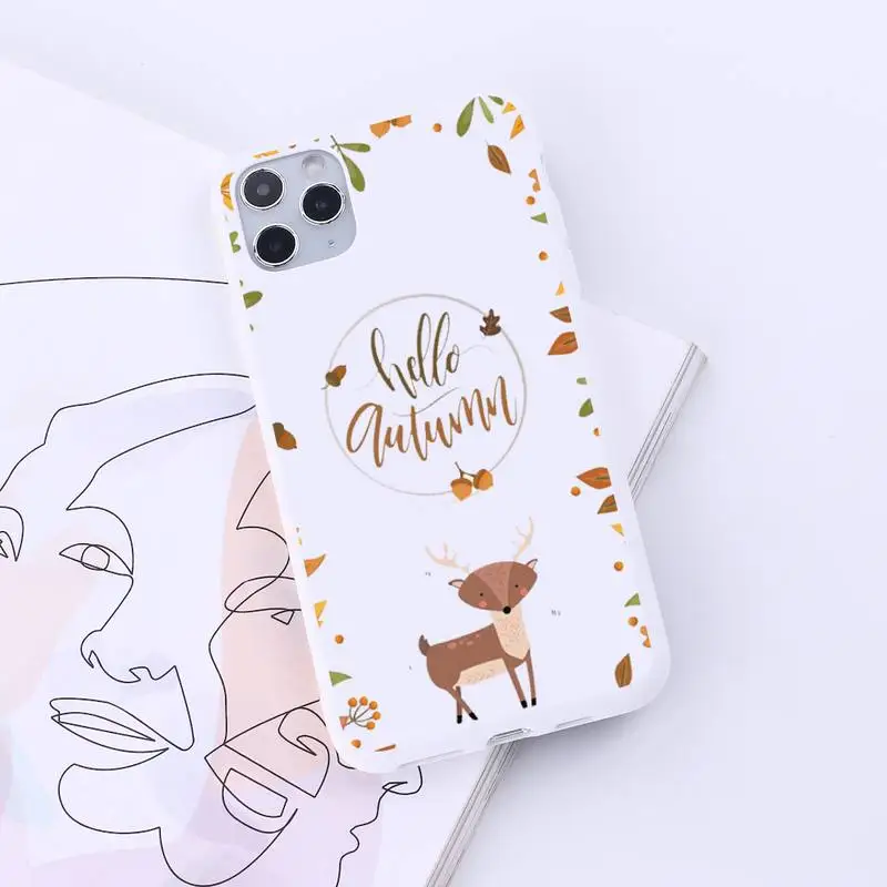 

autumn pumpkins and Fallen leaves art Phone Case Candy Color for iPhone 6 7 8 11 12 s mini pro X XS XR MAX Plus