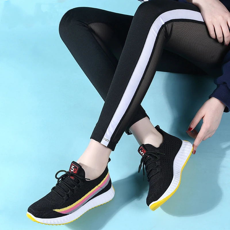 Dance Shoes 2021 Soft Outsole Colourful Square Dancing Shoes Sports Feature Breath Sneakers Woman Practice Modern Dance Shoes