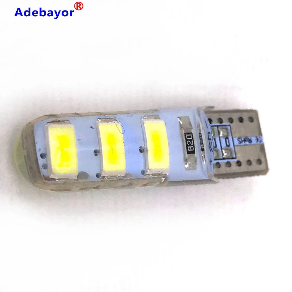 200 шт. Оптовая Продажа T10 силиконовый чехол 6 SMD 5630 LED Автомобильный купол свет W5W 194