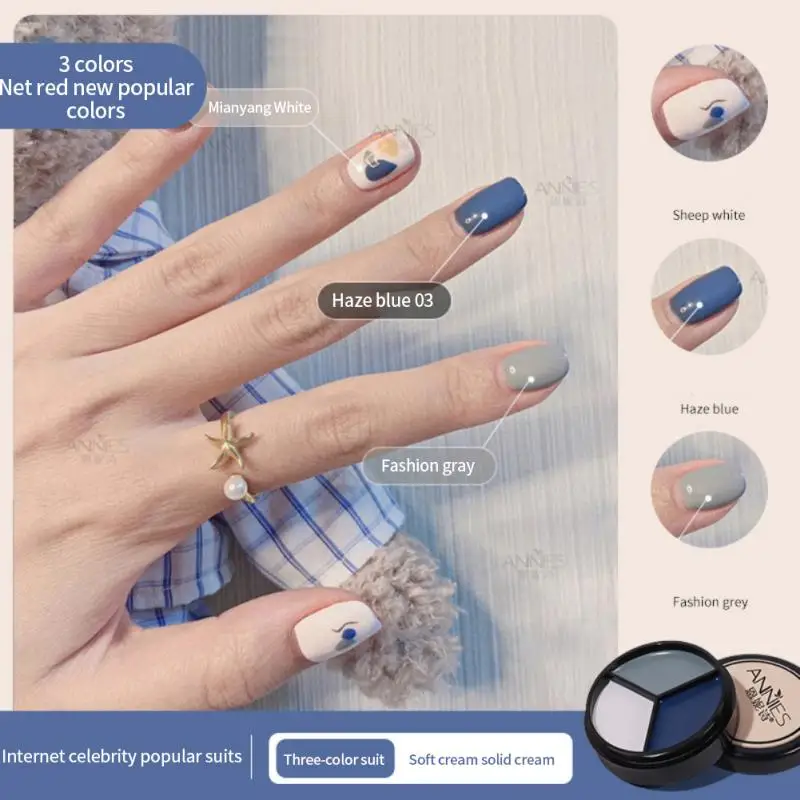 

Three-color Solid Glue Nail Polish Canned Fashion Color Nail Glue Non-toxic Long Lasting Extend Gum Nail Polish