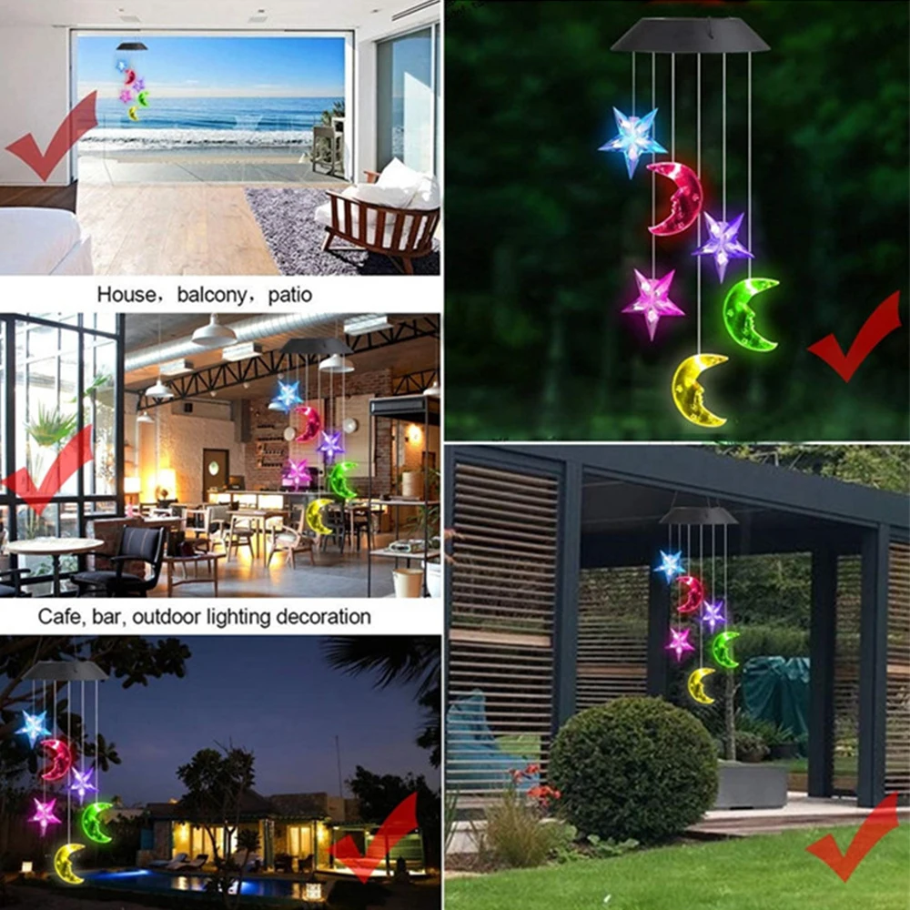 

LED Solar Outdoor Light Wind Chime Light Spiral Spinner Color Changing Garden Lamp Waterproof Outdoor Decorative Romantic