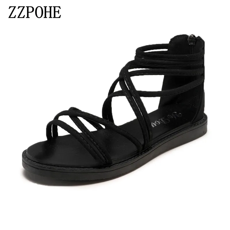ZZPOHE/Новые модные летние женские сандалии на Плоском Каблуке повседневные с