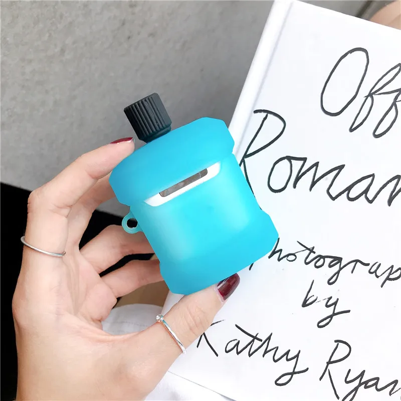 Милый 3D бутылочка для полоскания рта мягкая Обложка Apple Airpods чехол Pro Чехол s