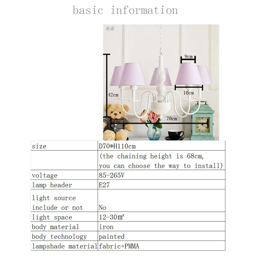 

Chandelier European Style Creative Fabric Modern for living room lustres home decoration shade wrought Iron Iustre free shipping