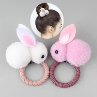 fashion cute animal plush rabbit hair circle female rope rubber band elastic hair band children hairaccessories korean headdress