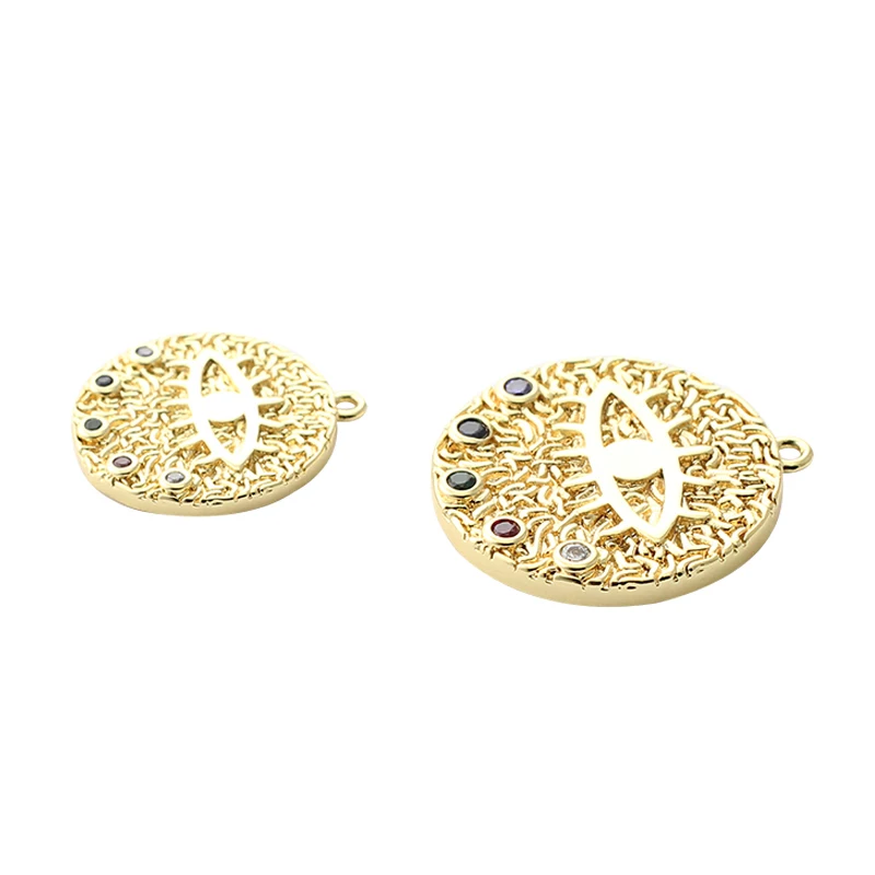 1 шт 24K Шампань золото Цвет с латунным покрытием циркон круглый Форма Подвески