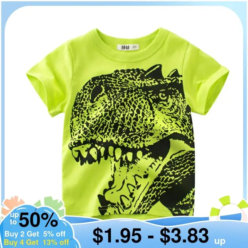Футболки с рисунком для мальчиков и девочек детская футболка принтом динозавра
