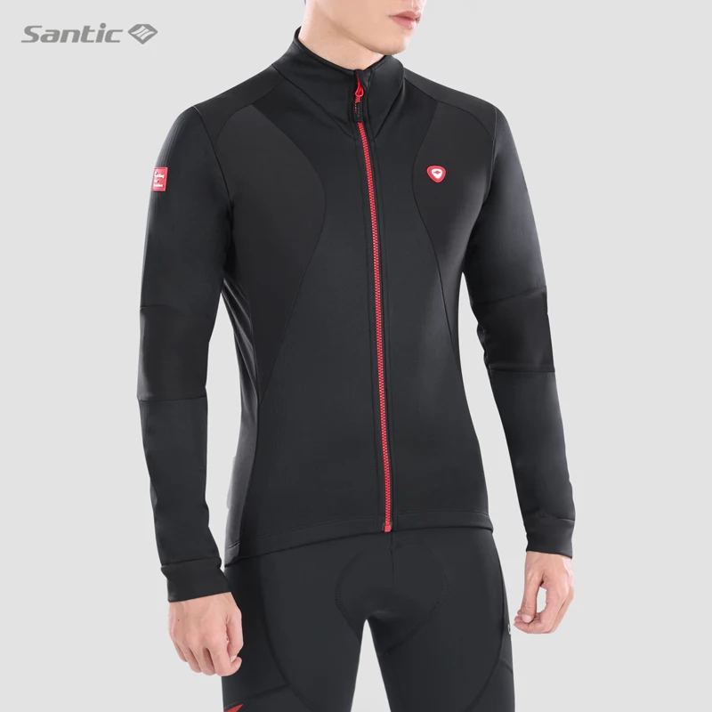 

Santic Men Winter Cycling Jacket Fleece Warm Cycling Clothing Windproof Sportswear Bike Coat Cycling Reflective Clothes Jacket