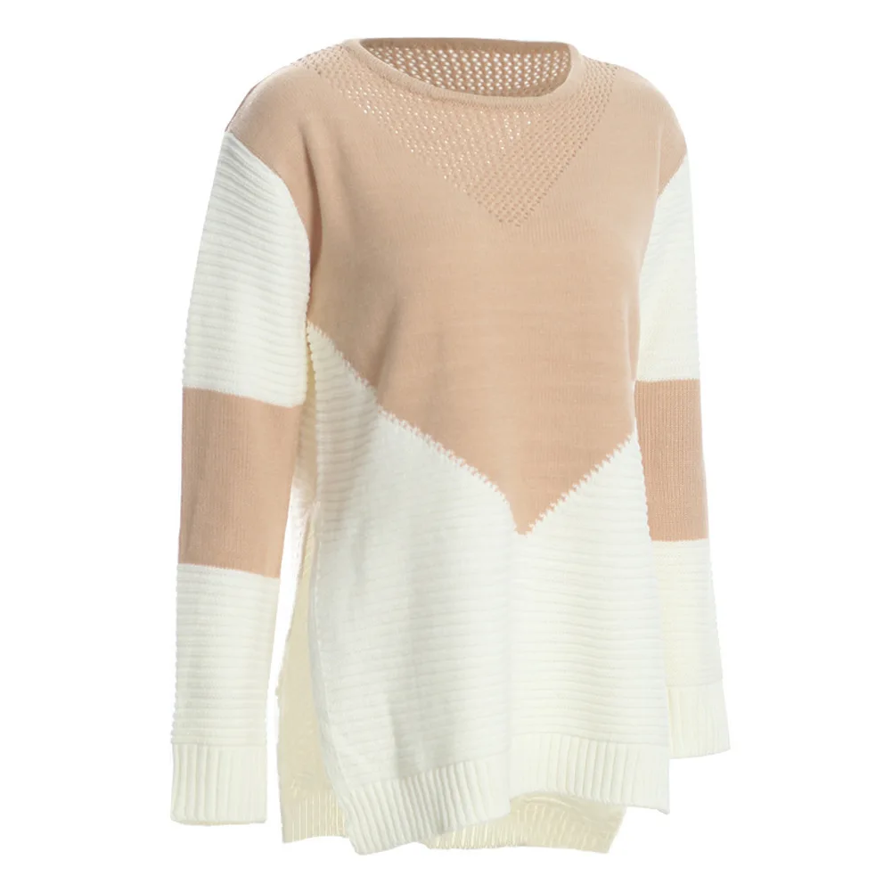 

Hot Trend Ins Women's Winter Splicing Hollow Out Sweater Female Casual O-neck Tops Long Sleeve Clothing Ladies Versatile Warm
