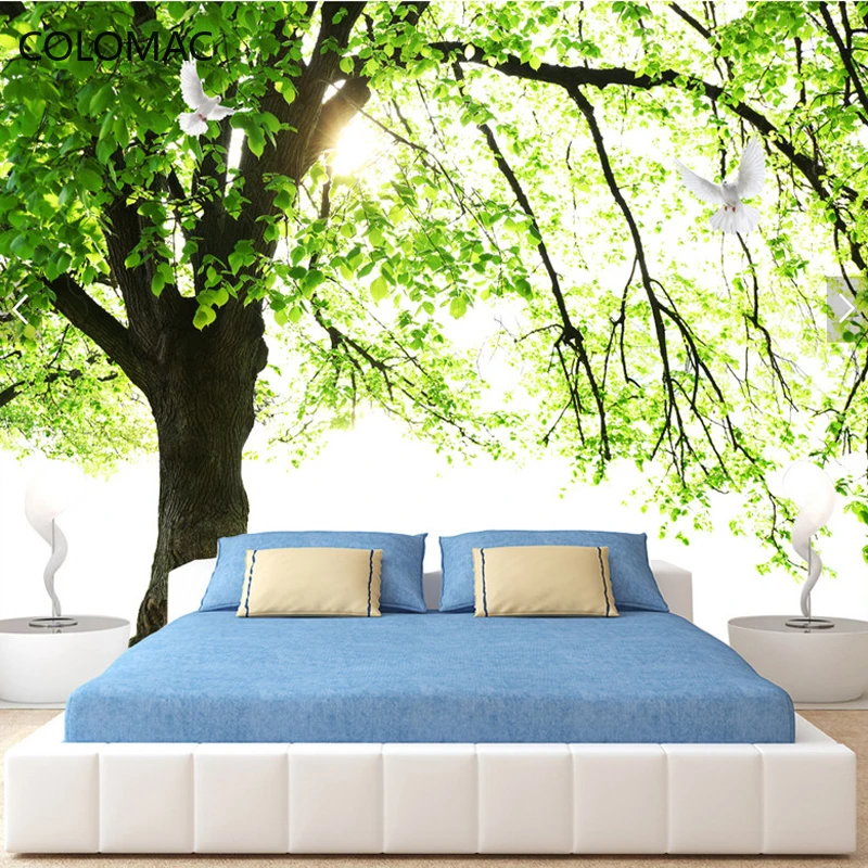 Colomac Custom Simple Living Room Background Wallpaper Green Tree Forest Landscape 3D Large Mural Decorative Paper Dropshipping |