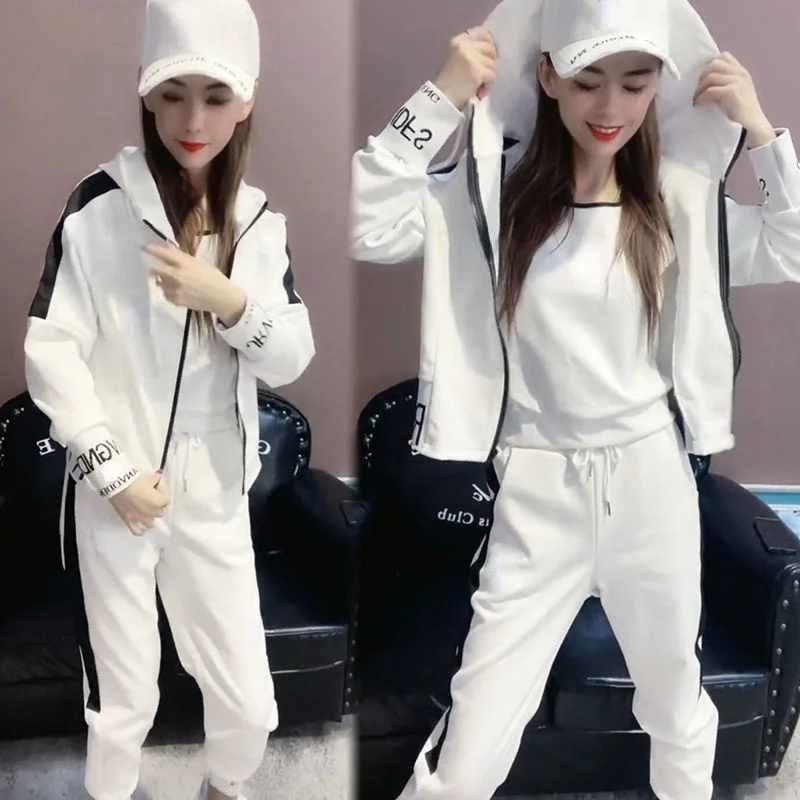 

Спортивный костюм для отдыха из трех предметов, женские модели на весну и осень, новая модная свободная и тонкая модная темпераментная одеж...