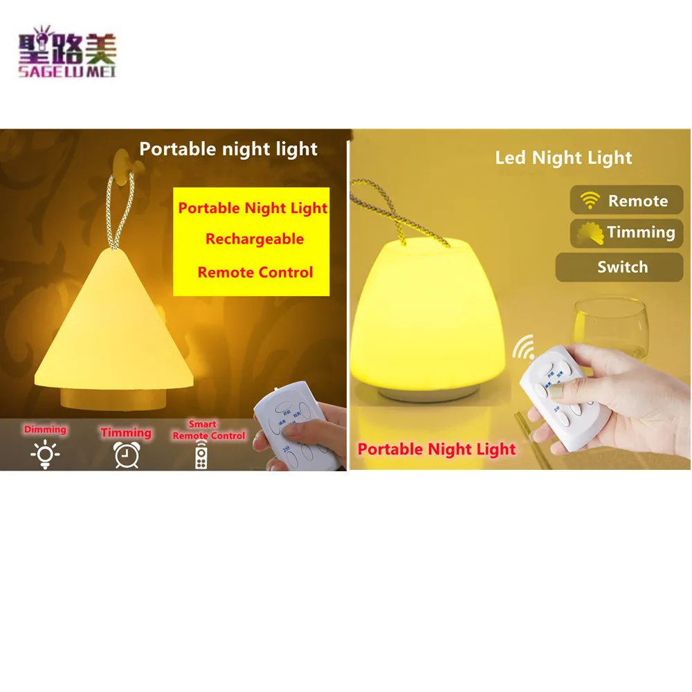 

Portable LED Night Lights Remote Control Timer Dimmable USB Charging Use For Bedroom Bedside Desk Table Baby Feeding Living Room