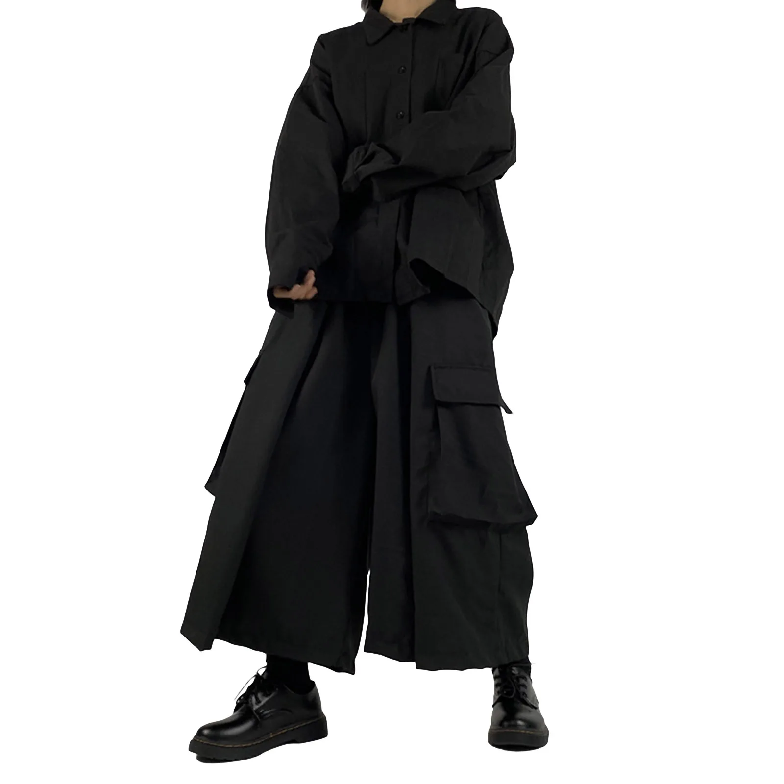 

Мужские брюки, однотонные брюки с высокой талией, прямые брюки с карманами для весны и осени, черные