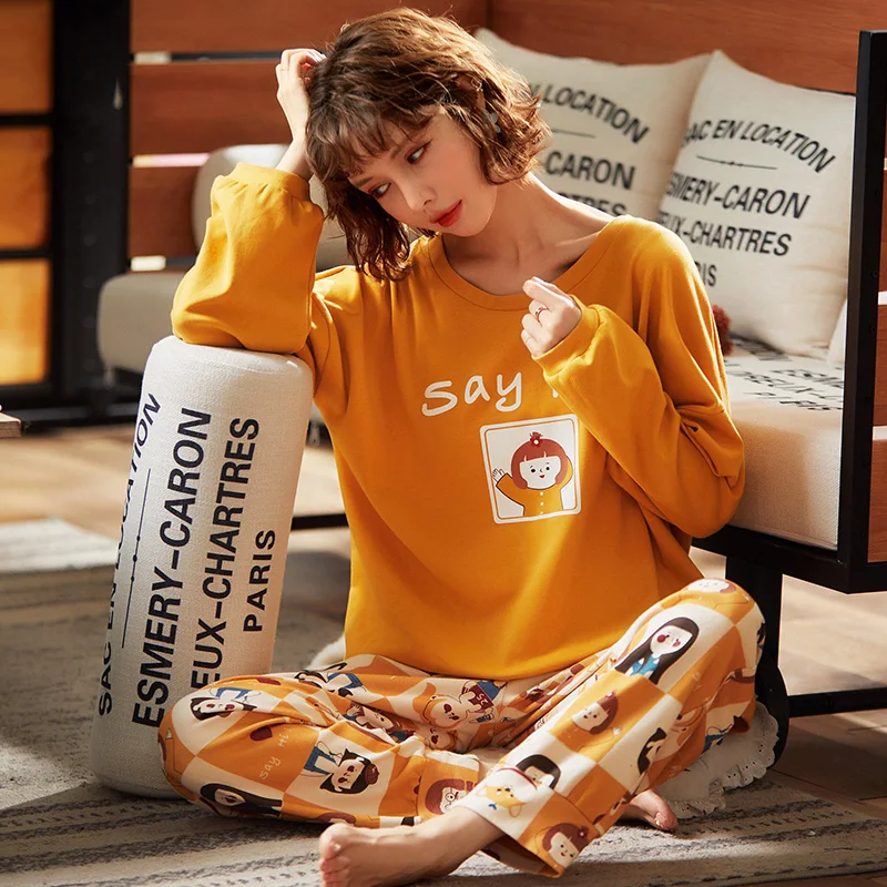 Весенне-осенние женские милые Мультяшные тонкие спортивные костюмы с длинным