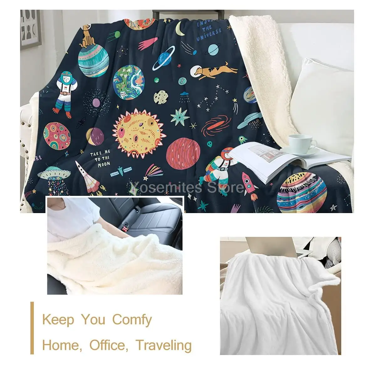 Плюшевое одеяло Sherpa в космосе для мальчиков милый Космос инопланетянин Флисовое