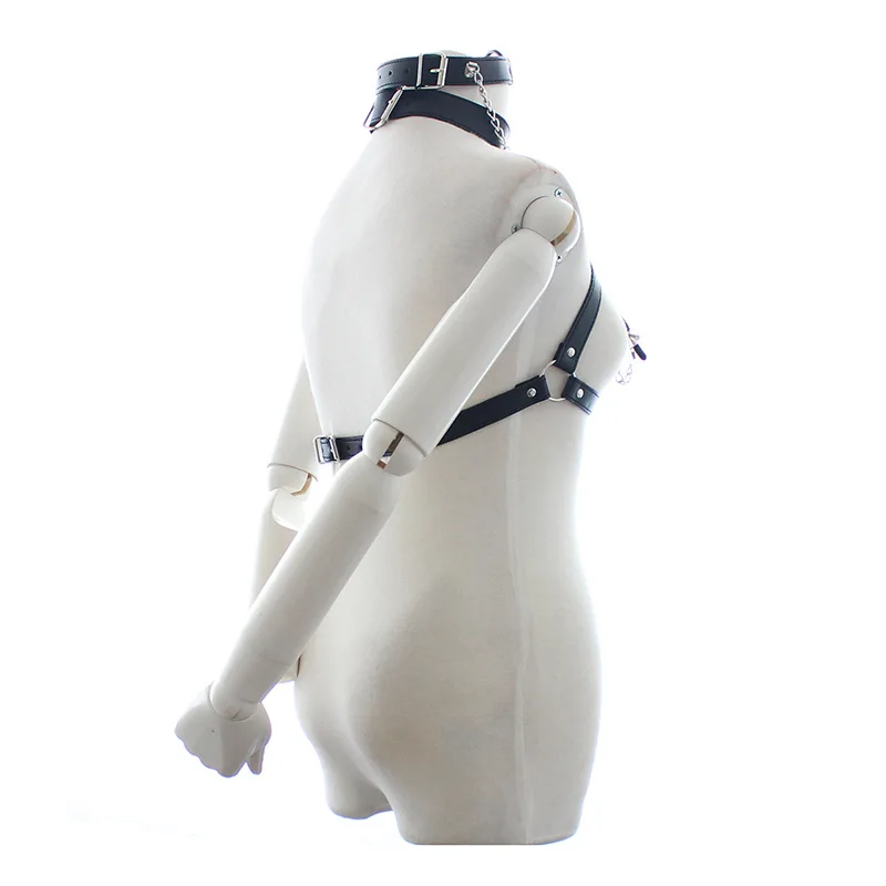 Ошейник женский из искусственной кожи с зажимом для сосков БДСМ-бюстгальтер |