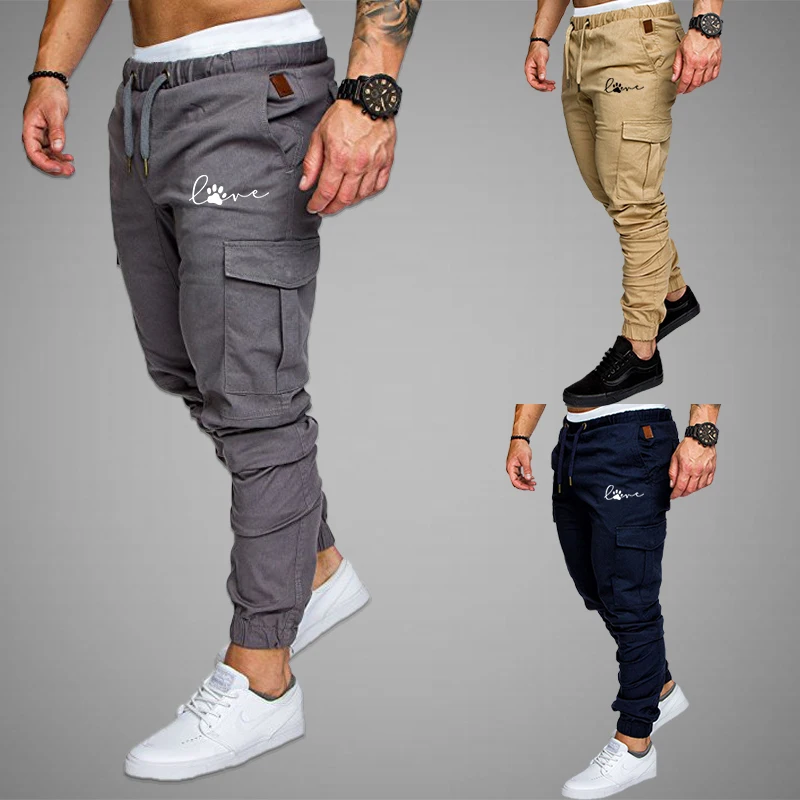 2022 Male Trousers Mens Joggers Solid Multi-pocket Pants Sweatpants Men Pants Hip Hop Harem Joggers Pants Golf Pants