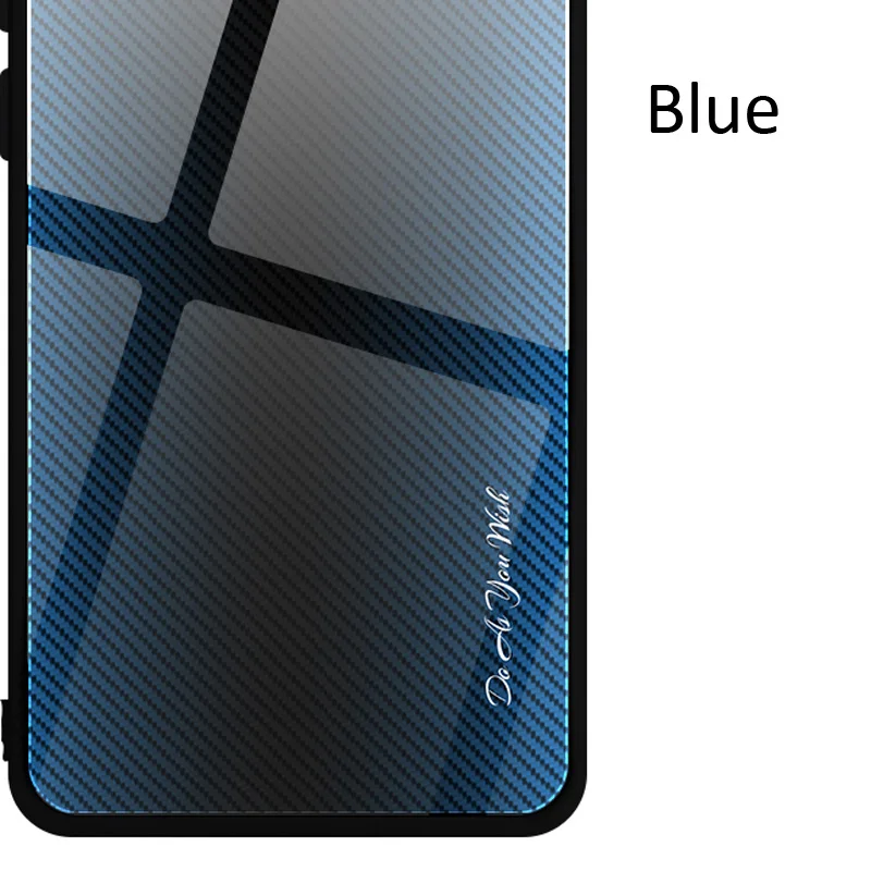 Blue Чехол из закаленного стекла с градиентом из углеродного волокна для Xiaomi Redmi Note 8 Pro 8T - Цвет: Blue