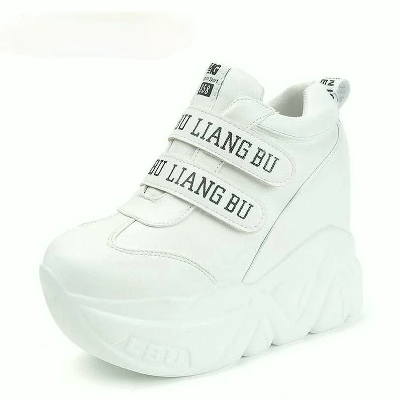 

Spring Autumn 12 Cm Super Hihg Wedge Shoes Woman Sneakers Female Casual Shoes Hook Loop Comfortable Platform Sneaker