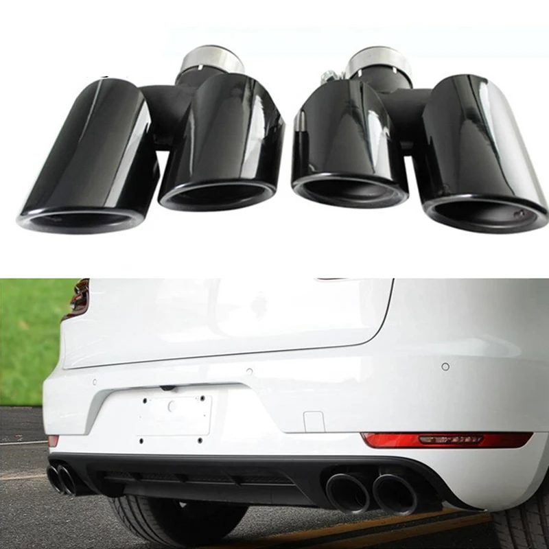

2pcs Exhaust Tips Muffler Pipe For Porsche Macan 2.0T Base 2014 2015 2016 2017 2018 Black Rear Diffuser Vent Kit Car Accessories