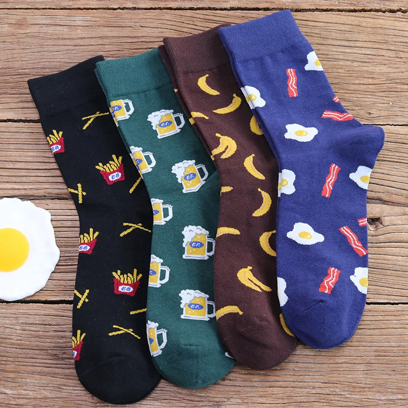 

Men's socks cartoon design four color lift cylinder simple fashion personality fashion fun popular warm protection feet