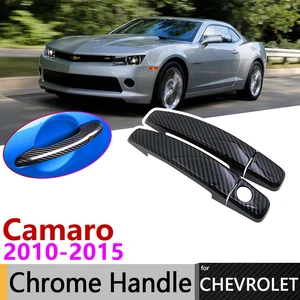 Черная крышка дверной ручки из углеродного волокна для Chevrolet Camaro 2010  2015, 2011, 2012, 2013, 2014, автомобильные аксессуары, наклейки, набор отделки, хром