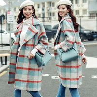 plaid coat womens clothing autumn damesjas winter 2020 wool jacket long oversized coats blend woolen warm female outerwear