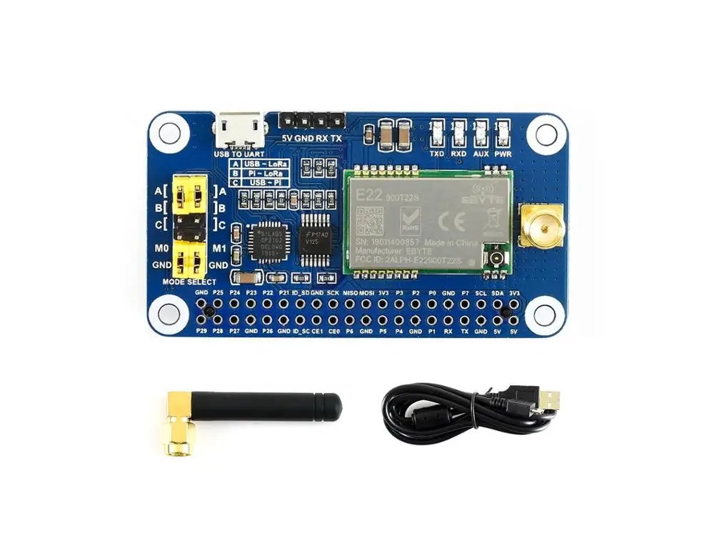 Waveshare SX1262 LoRa HAT для Raspberry Pi расширенный спектр модуляции частотный диапазон 915