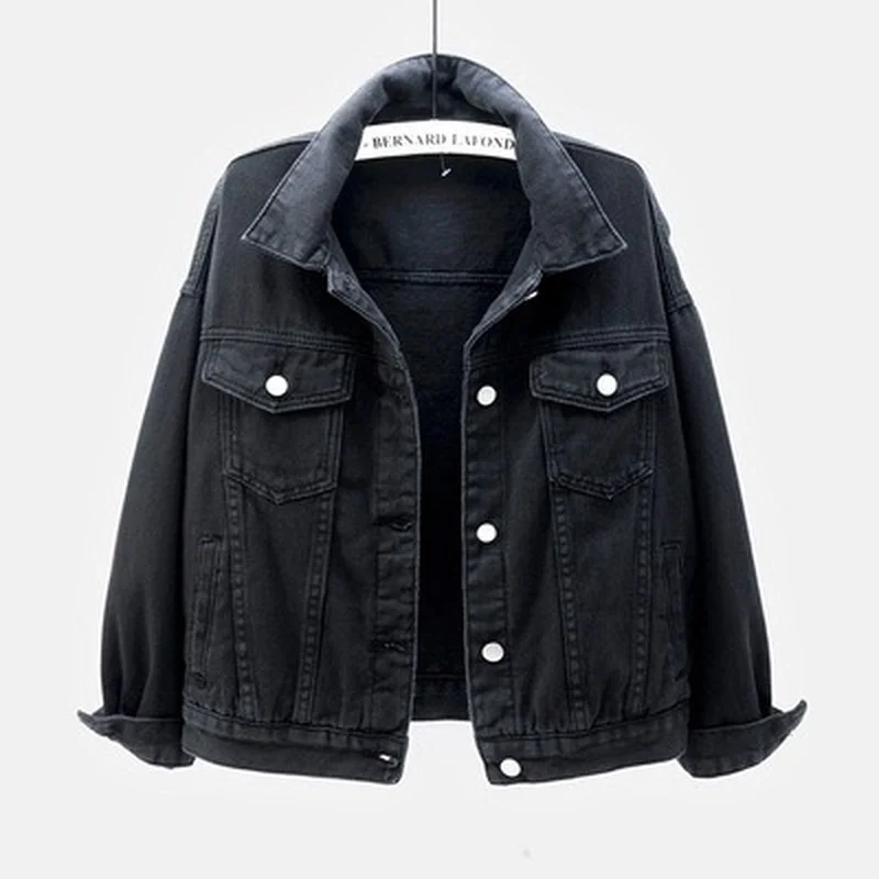 

2021 Spring Summer New Color Thin Denim Coats Women Short Korean Loose Bf Long-sleeved Jackets Female Casual Solid Tops Fashion