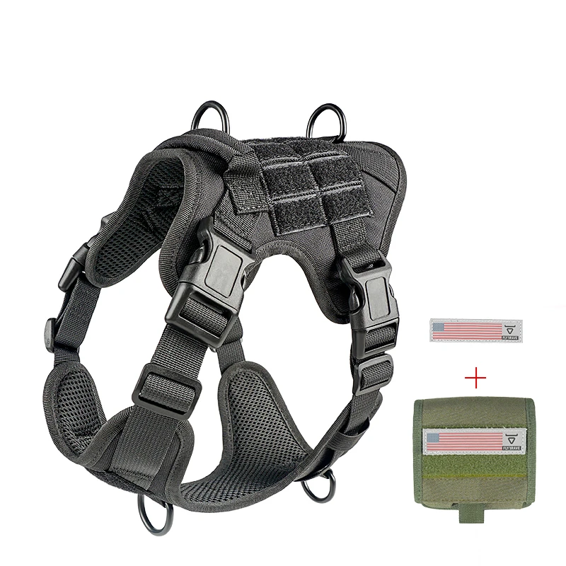 Arn&eacute;s t&aacute;ctico para perros, chaleco militar sin tirones para perros medianos y grandes, para entrenamiento, senderismo, Molle, con bolsa de almacenamiento-0