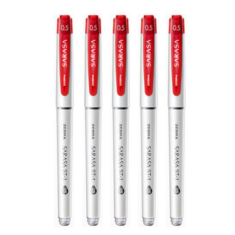 5pcs red Зебра 5/10 шт. ручка с чернилами стандартных цветов JJZ58 SARASA 0,5 мм Большой Ёмкость студент экспертизы подпись в офисе ручка красный, синий и черный - Цвет: 5pcs red