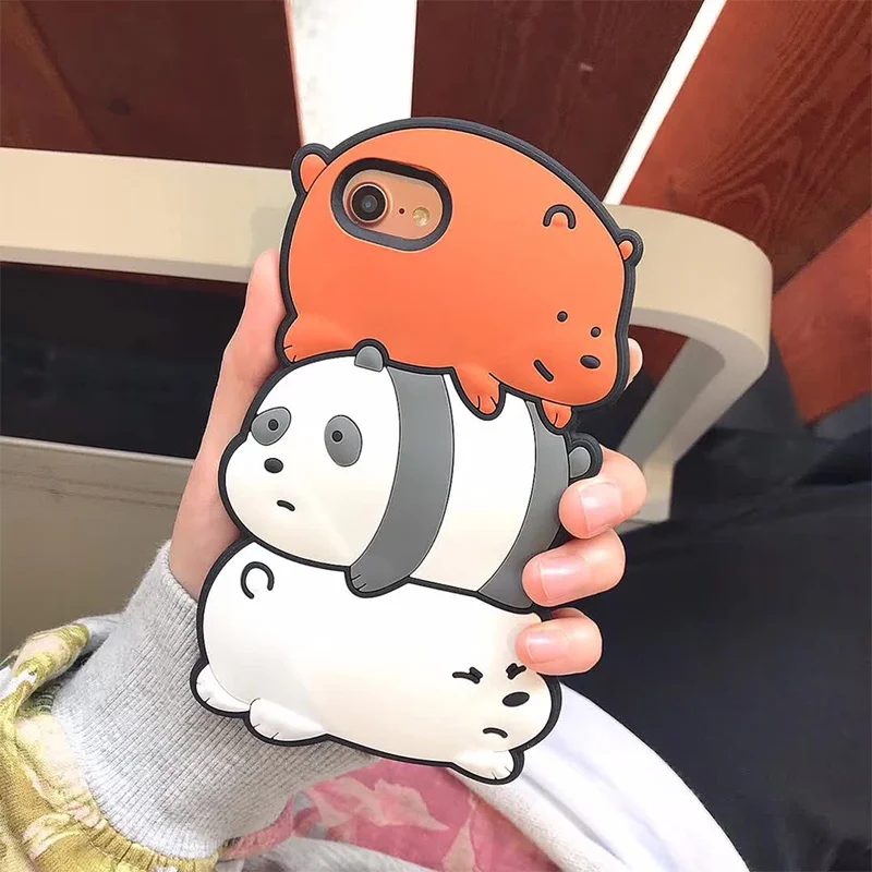 

Cute Anime Luxury 3D Cartoon Bear Silicone Phone Cases For iPhone 12 mini 11Pro Max XR XS MAX 6 7 8 Plus SE 2020 Soft Back Cover