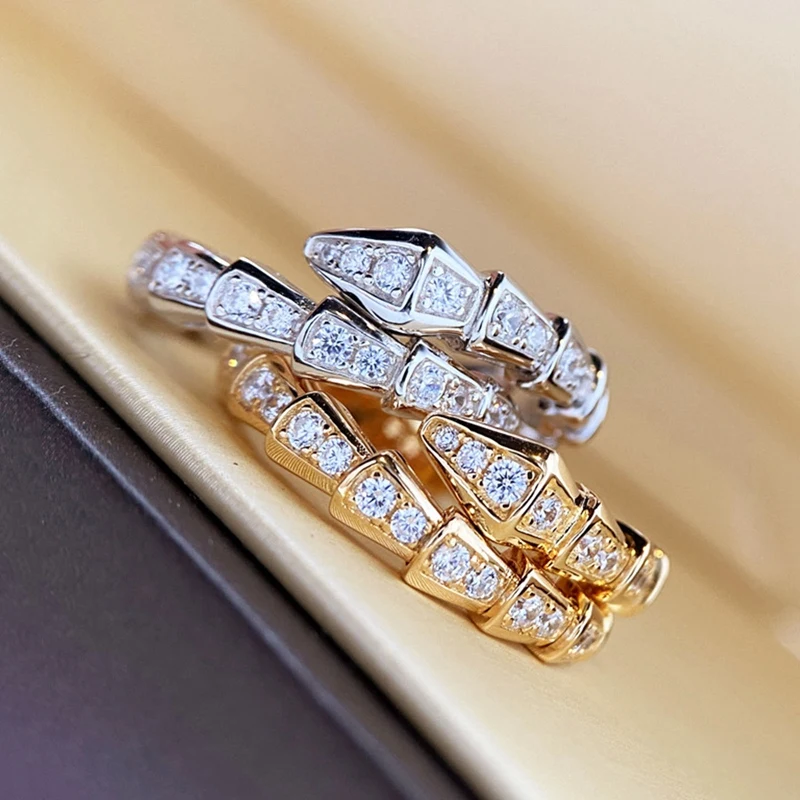 Модные регулируемые кольца в виде змеи с фианитом оригинальное качество модное