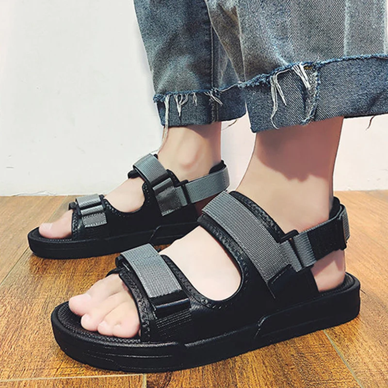 

New Man Sandals Soft Bottom Men Summer Beach Shoes Solid Color Shoes Non-slip Open Toe Men's Sandals Beach Slippers NANLX29