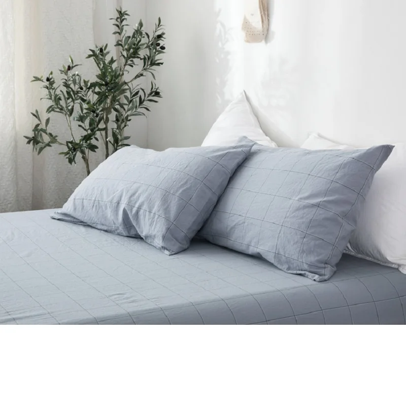 Набор синих хлопковых наволочек в клетку наволочки для кровати полоску