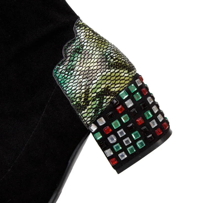 Fujin/зимние женские Стрейчевые сапоги с острым носком Прямая поставка