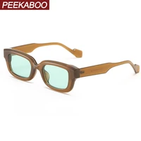 peekaboo rectangle sunglasses for women green brown uv400 female square fashion sun glasses for men 2022 summer style black