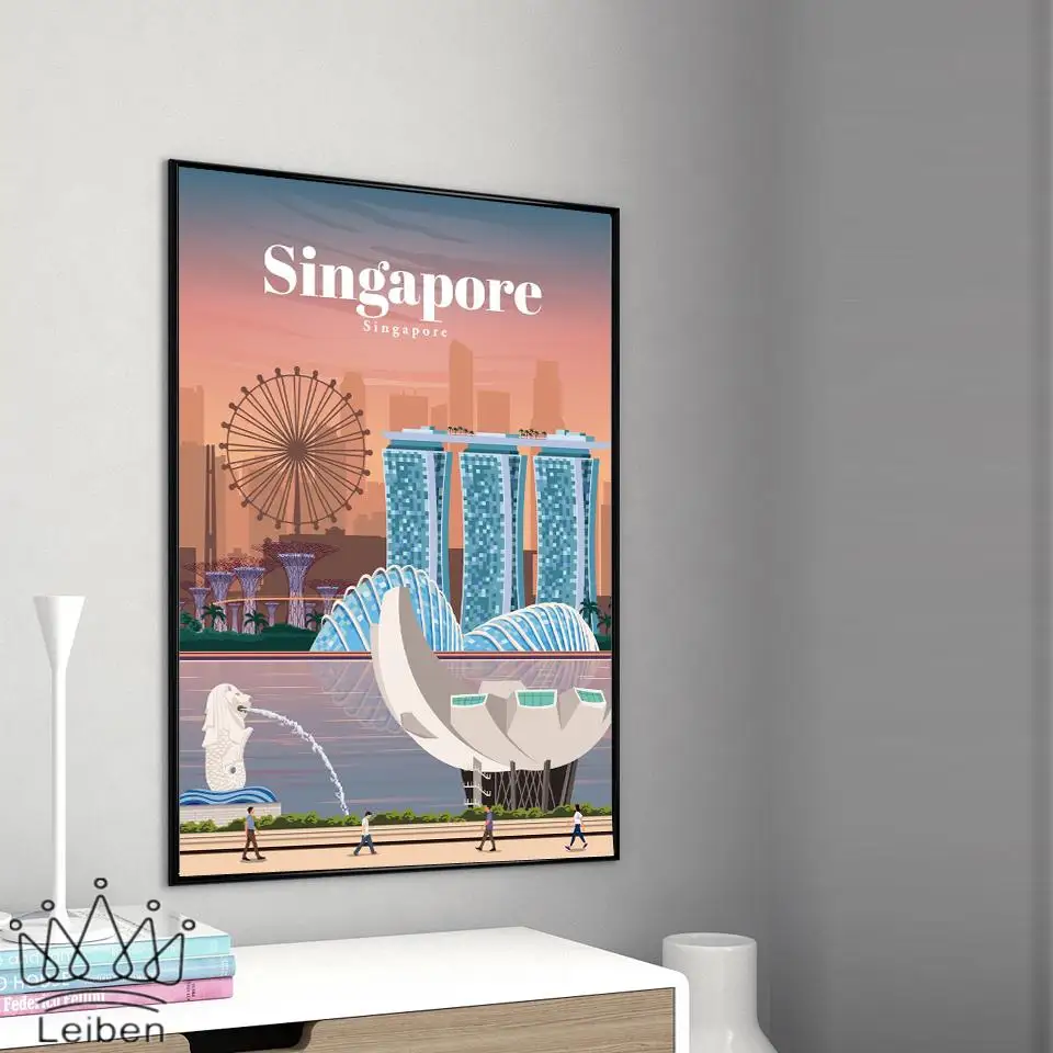 Плакат с изображением туристического пейзажа из мультфильмов картина для дома