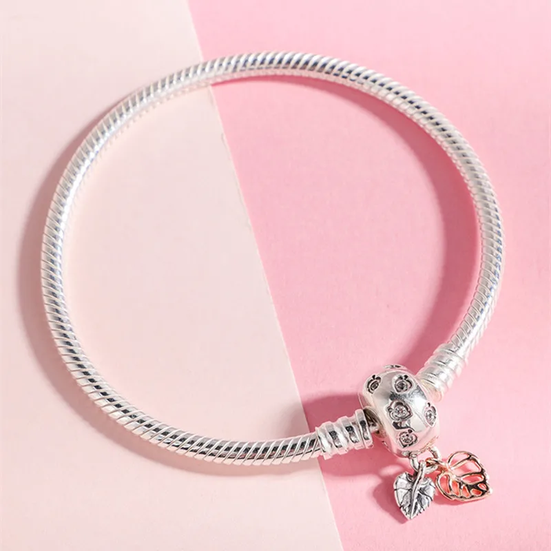 Браслеты-цепочки женские из стерлингового серебра с листьями и змеей | Украшения