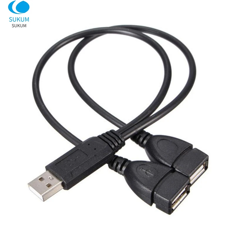 USB 2.0 Male To 2 Female Data Hub Power Adapter USB Cable Cord Charging Power Extension Cable Splitter